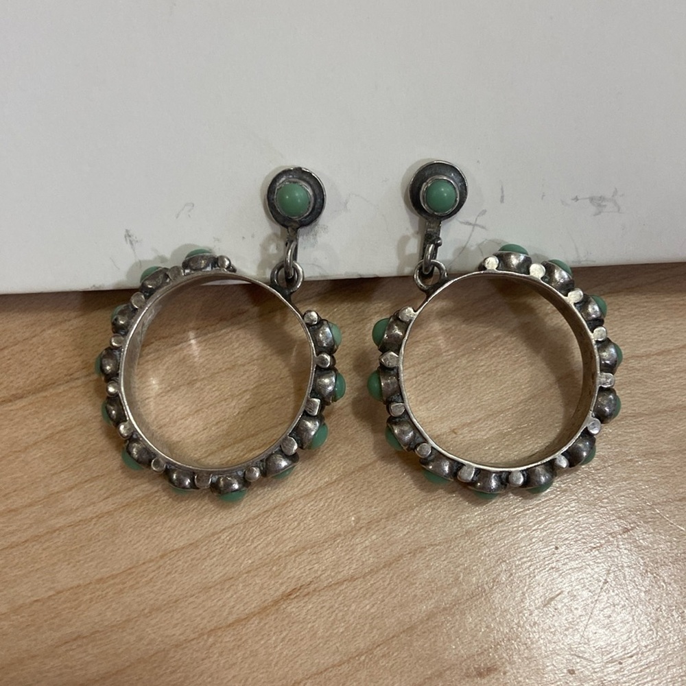 Vintage silver and turquoise Taxco 925 earrings